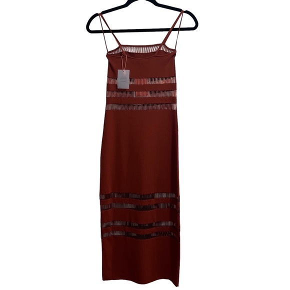 NEW NWT Cult Gaia Olitan Embellished Midi Dress In Tannin - Picture 8 of 11